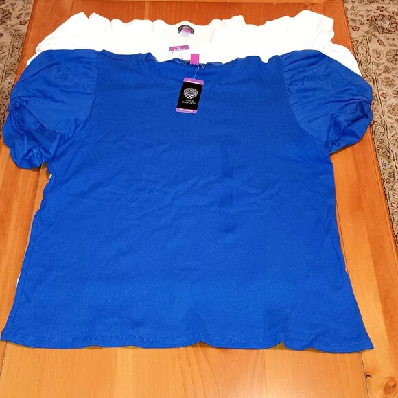 Vince Camuto Size XXL Blue and White Knit Ribbed Tops Includes 2 Tops - Picture 1 of 14